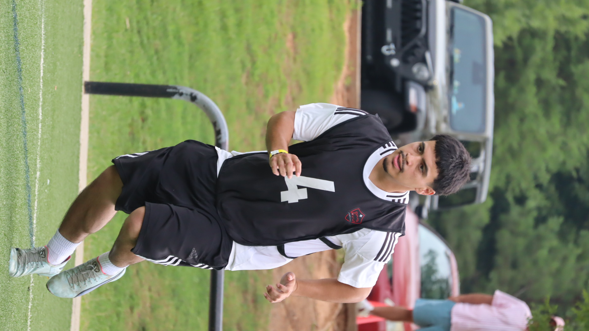 Athlete sprinting during the NC United FC UPSL tryout fitness testing