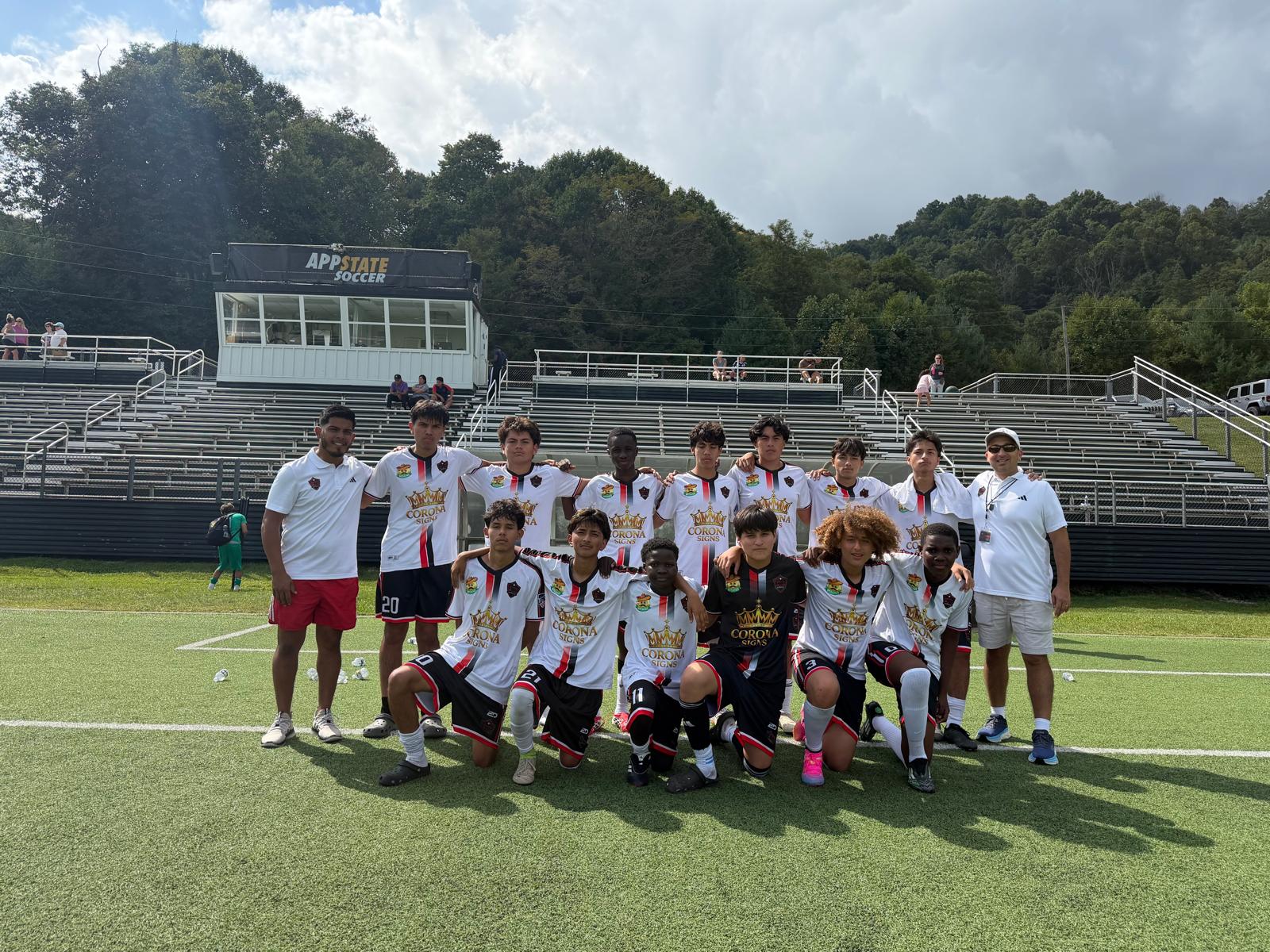 NC United FC U17 Academy players and coaches together at their first match of the season.