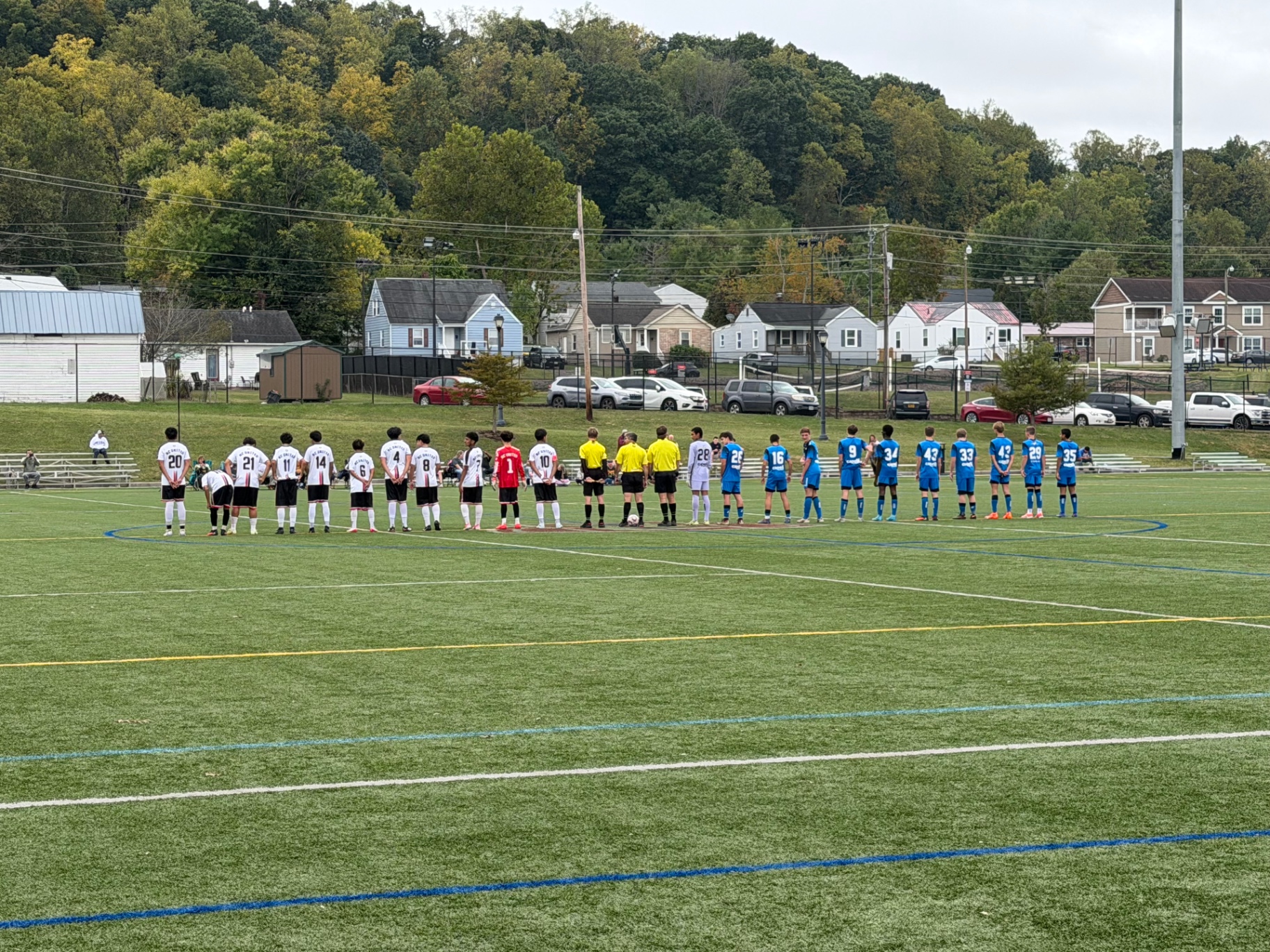 NC United FC U17 Academy and Rush United lined up with match officials before their October 4 away match in Radford, Virginia.