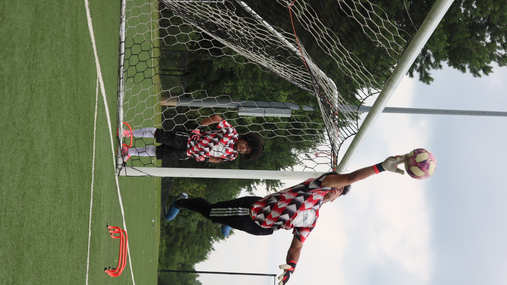 Goalkeeper making a diving save during NC United FC's first UPSL tryouts