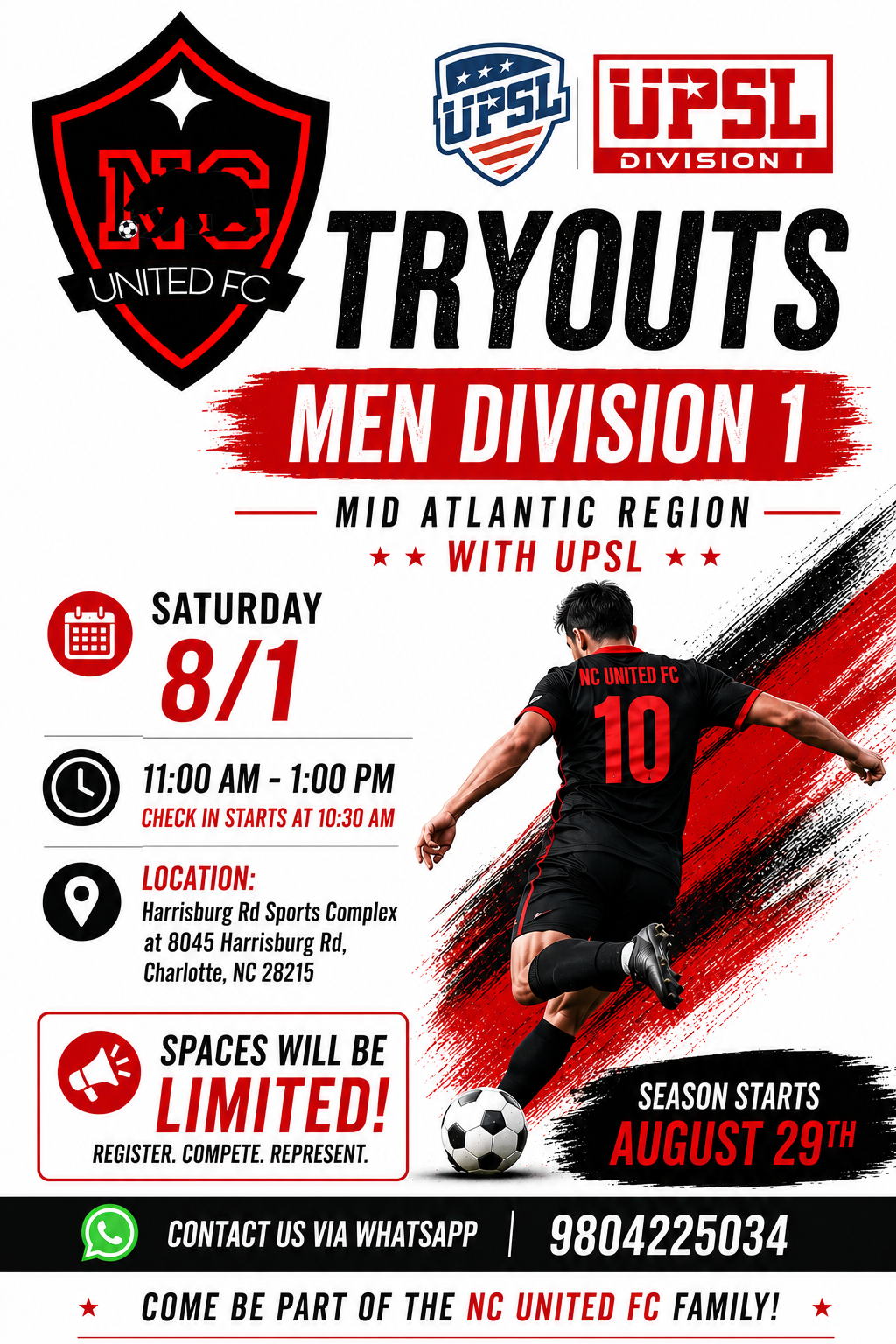 Men's Division 1 Tryouts flyer