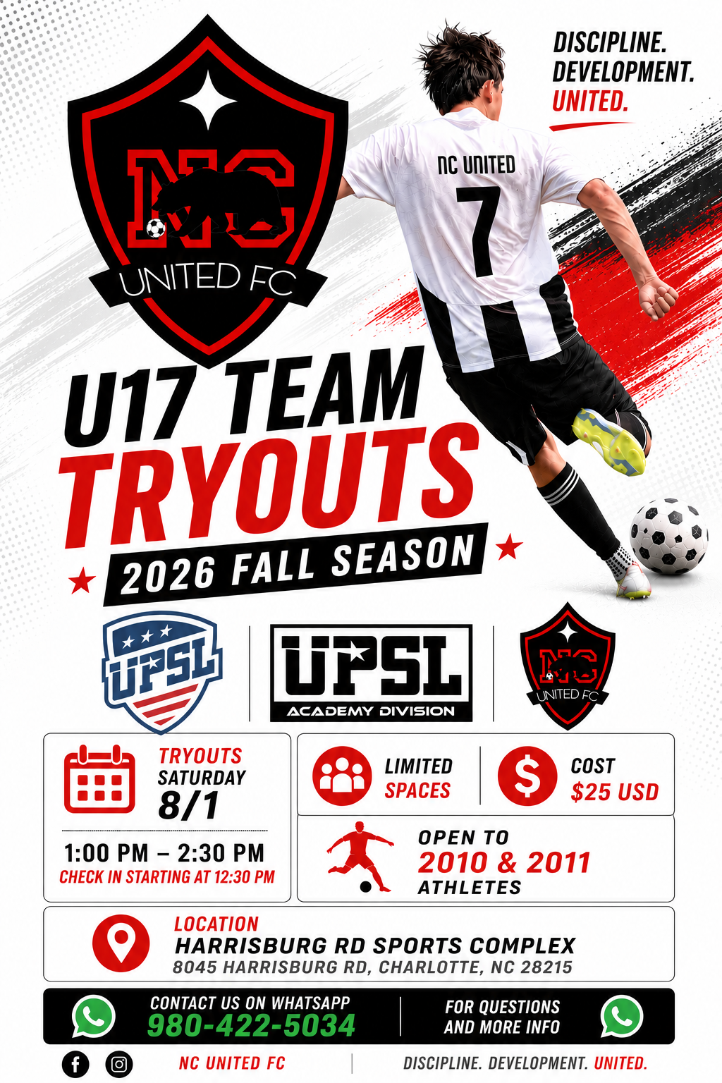 U17 Academy Tryouts flyer